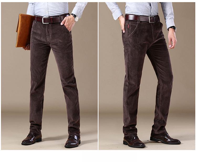 2025 Men's Corduroy Pants: Straight, Loose Fit, Thick and Warm for Spring, Autumn, and Winter.