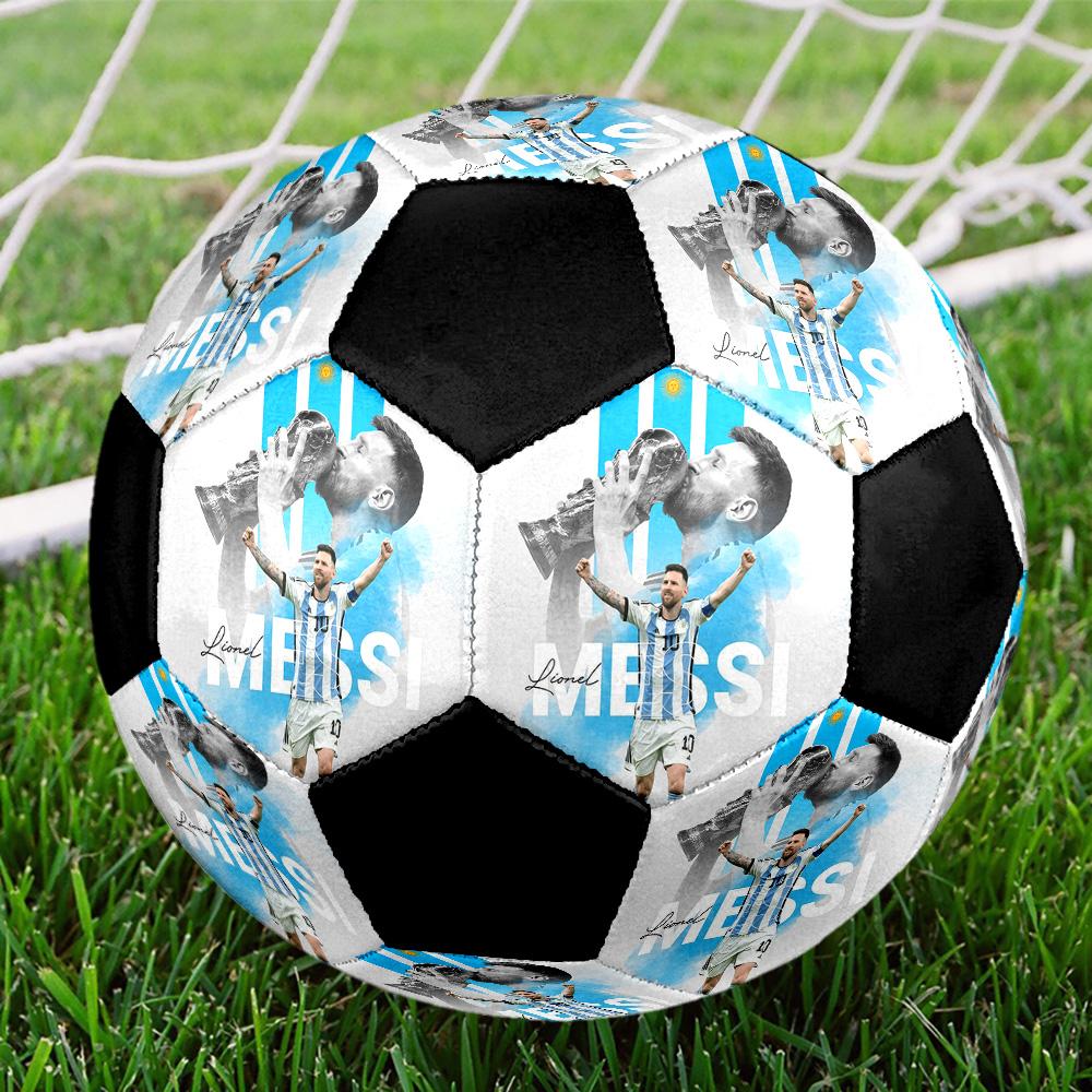Pallone da Calcio Messi Colorato Per Tutte le Età Cucito a Macchina PVC Pronto per la Competizione Resistente Alto Rimbalzo.TAGLIA5