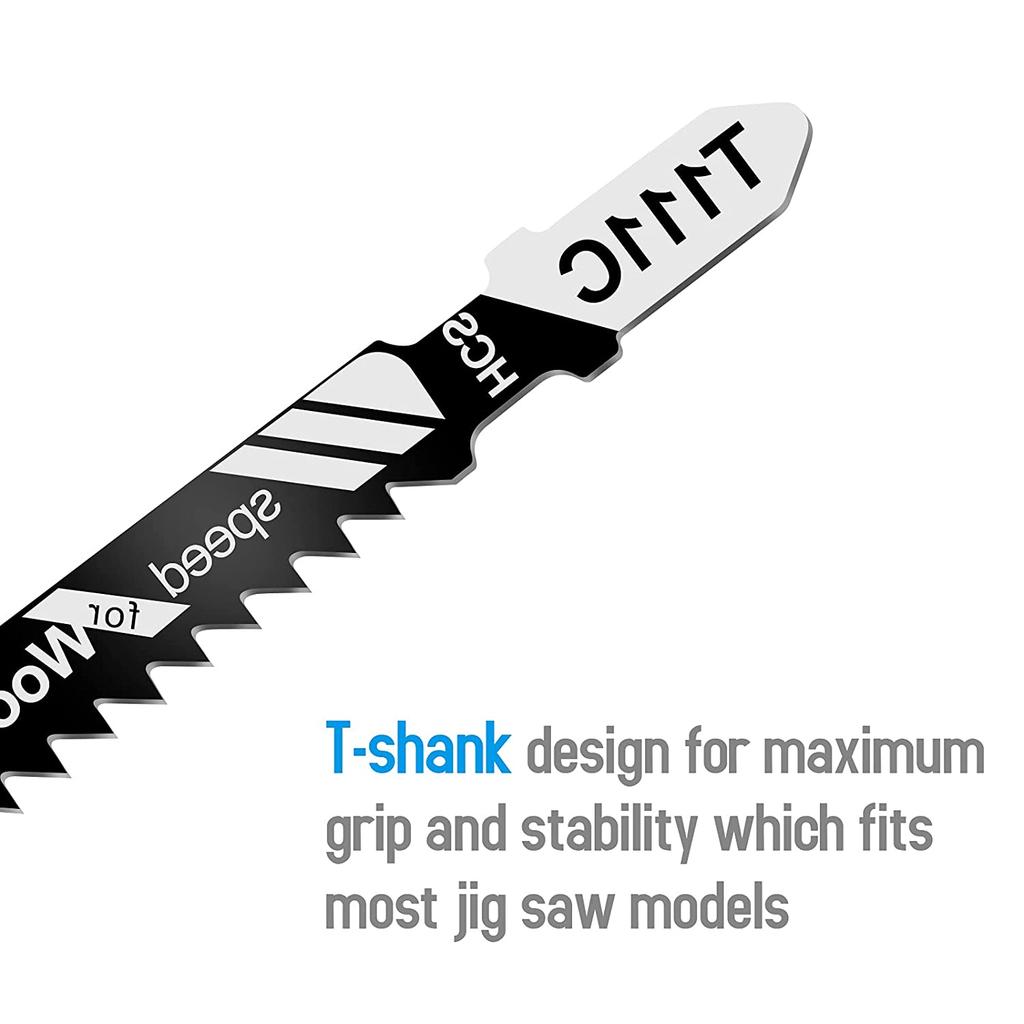Jigsaw Blades Set 48pcs,Contractor Assorted T Shank Jig Saw Blades,Multi-Purpose HCS HSS Saw Blades for Cutting Wood,Plastic,Metal