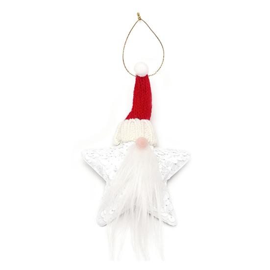 Soft Plush Decorative Figures Christmas Gnome Star Ornaments, Sparkly Faceless Dwarf Hanging Decoration with Knitted Sparkling Sequin Decor