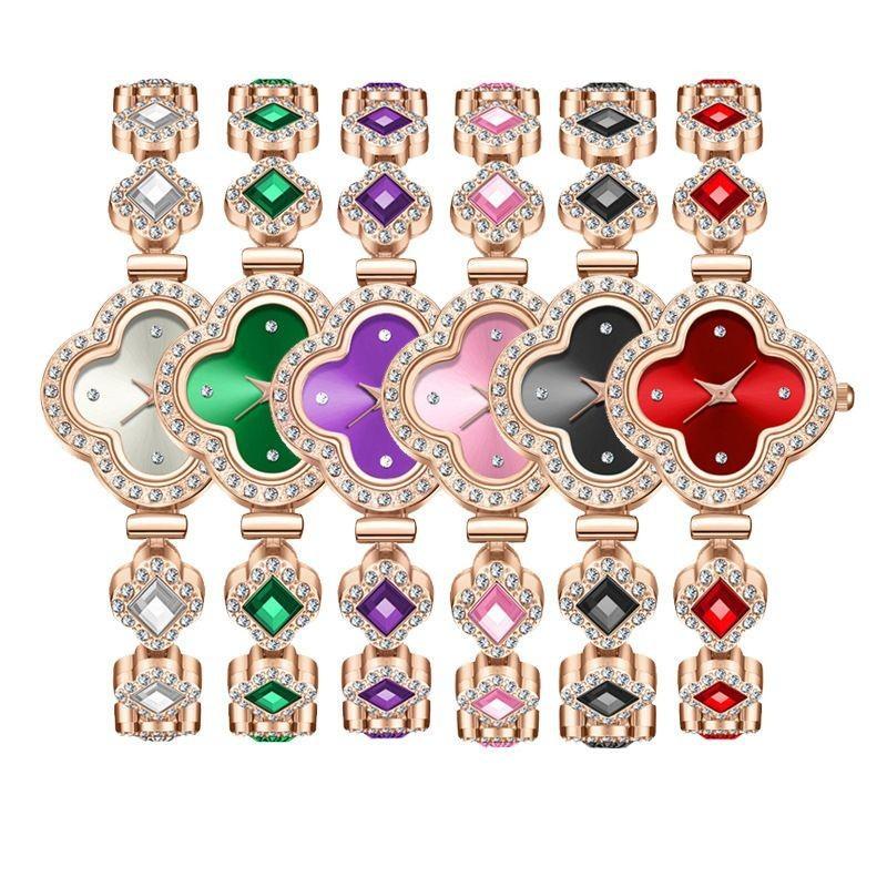Ladies Classic Quartz Watch Embedded Rhinestone Bracelet Wristwatch
