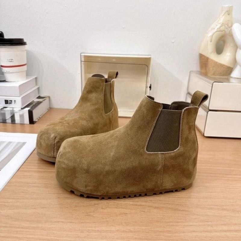 

Туфли на толстой подошве, ботильоны, женская обувь, ретро флисовые ботинки на высоком каблуке 40 верблюд