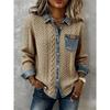 New European and American Style Women's Knitted Spliced Denim Shirt, Casual Versatile Long Sleeve Cardigan Coat for Fall and Winter