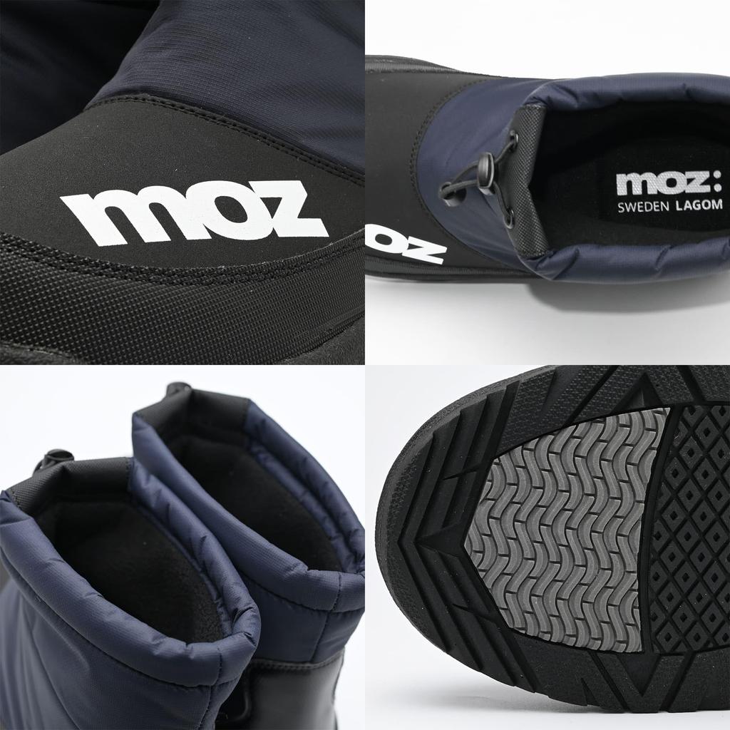 moz Winter Short Snow Boots, Water-Repellent / Waterproof / Anti-Slip, Insulated with Urethane & Fleece Lining (Navy / LL)