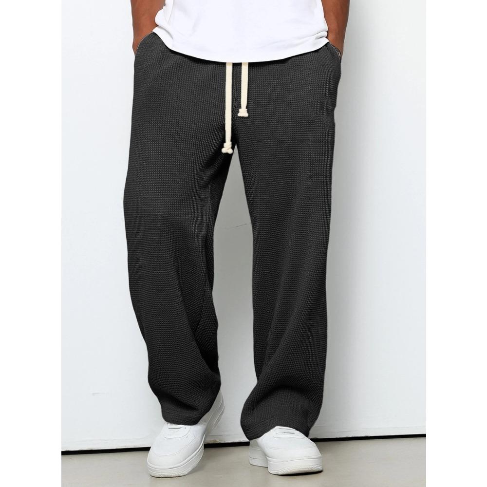 Heren Relaxed-Fit Gedrapeerde Effen Kleur Wijde Pijpen Sportbroek