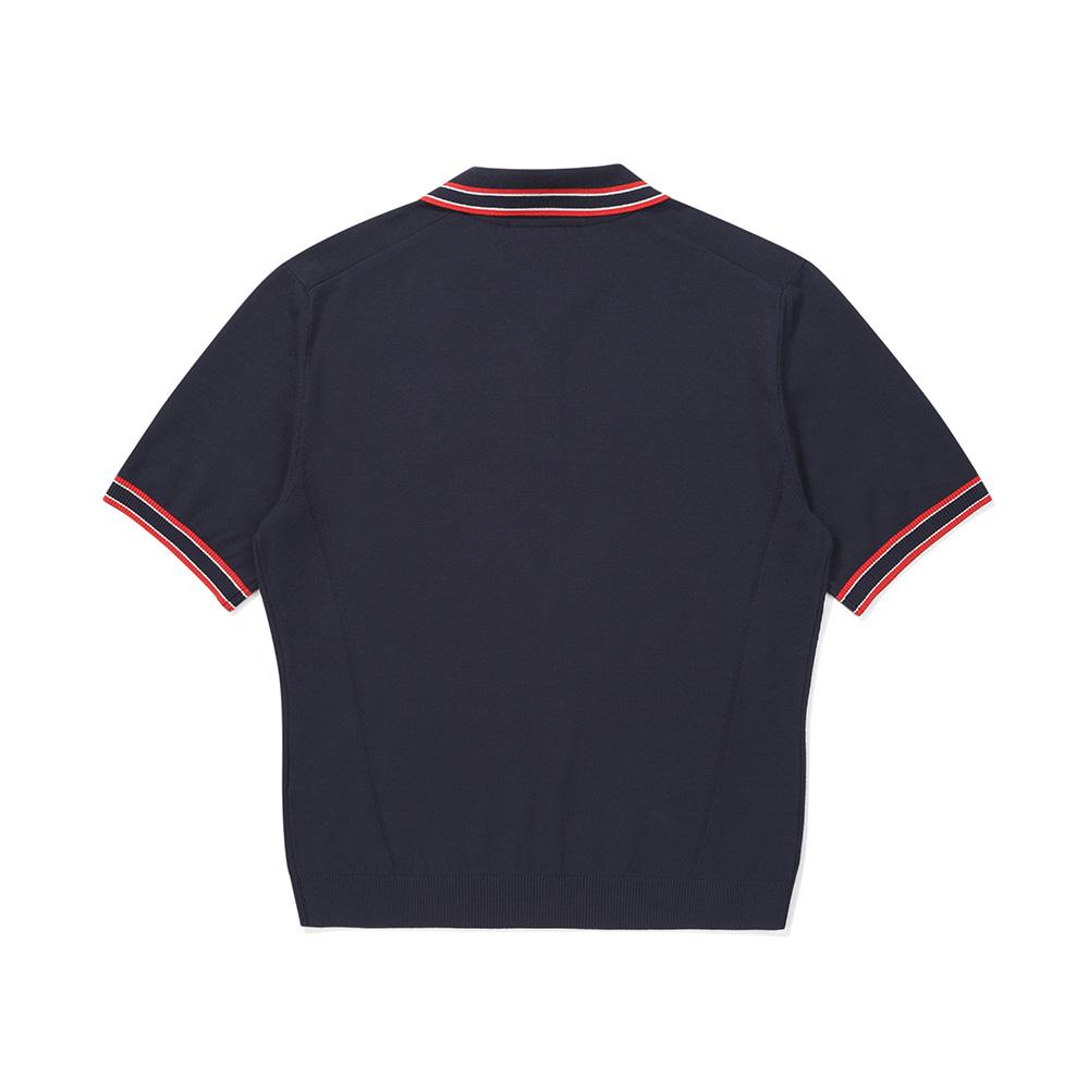 MALBON GOLF Women'S Color Tip Collar Half Sleeve Knit Navy (Woman)