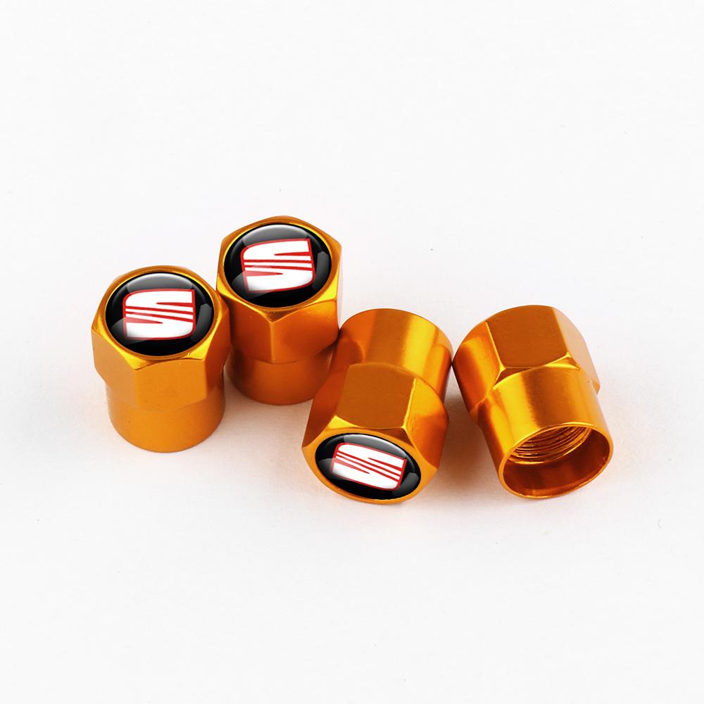Ussh2 4Pcs Car Wheel Tire Valve Caps Tyre Stem Cover Bolt-In Accessories For Seat Cupra FR Ateca Ibiza Cordoba Leon Exeo Altea Arona