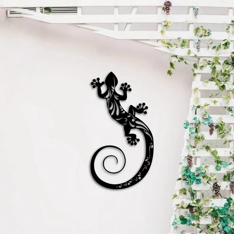 Gecko Wall Decor  Metal Gecko Yard Garden Decoration Metal Art Iron Art Lizard Wall Sculpture Hangable Gecko Wall Art Sculpture nero