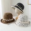 Japanese Retro Color Matching Bucket Hats Plaid Lace Design Caps Women Spring Summer Travel Sunscreen Versatile Literary Sun Hat