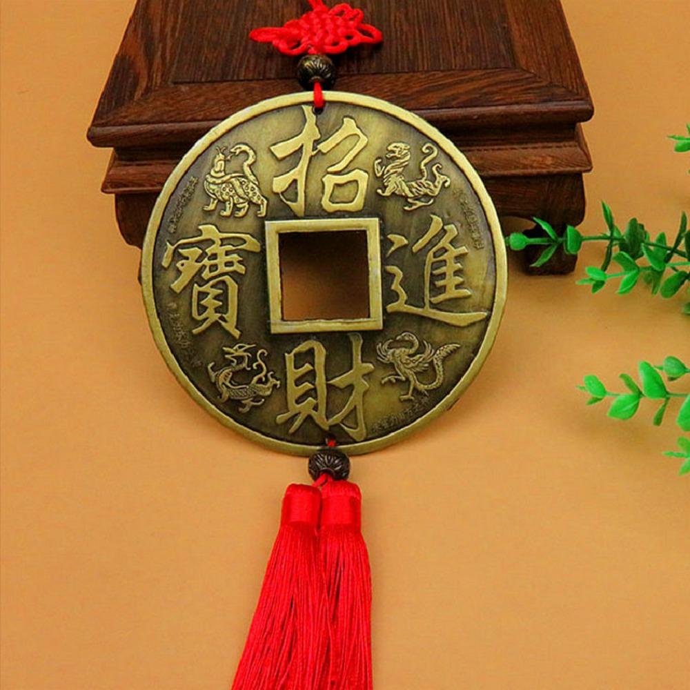 Chinese Knot Fengshui Copper Coins Big Vintage Pray Lucky Retro Collection Antique Currency Party Souvenir Gift Car Pendant