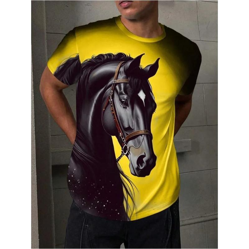 

Soft Simple Short-sleeved Crewneck Print Comfortable Top Casual Tops T-Shirts Men’s XS