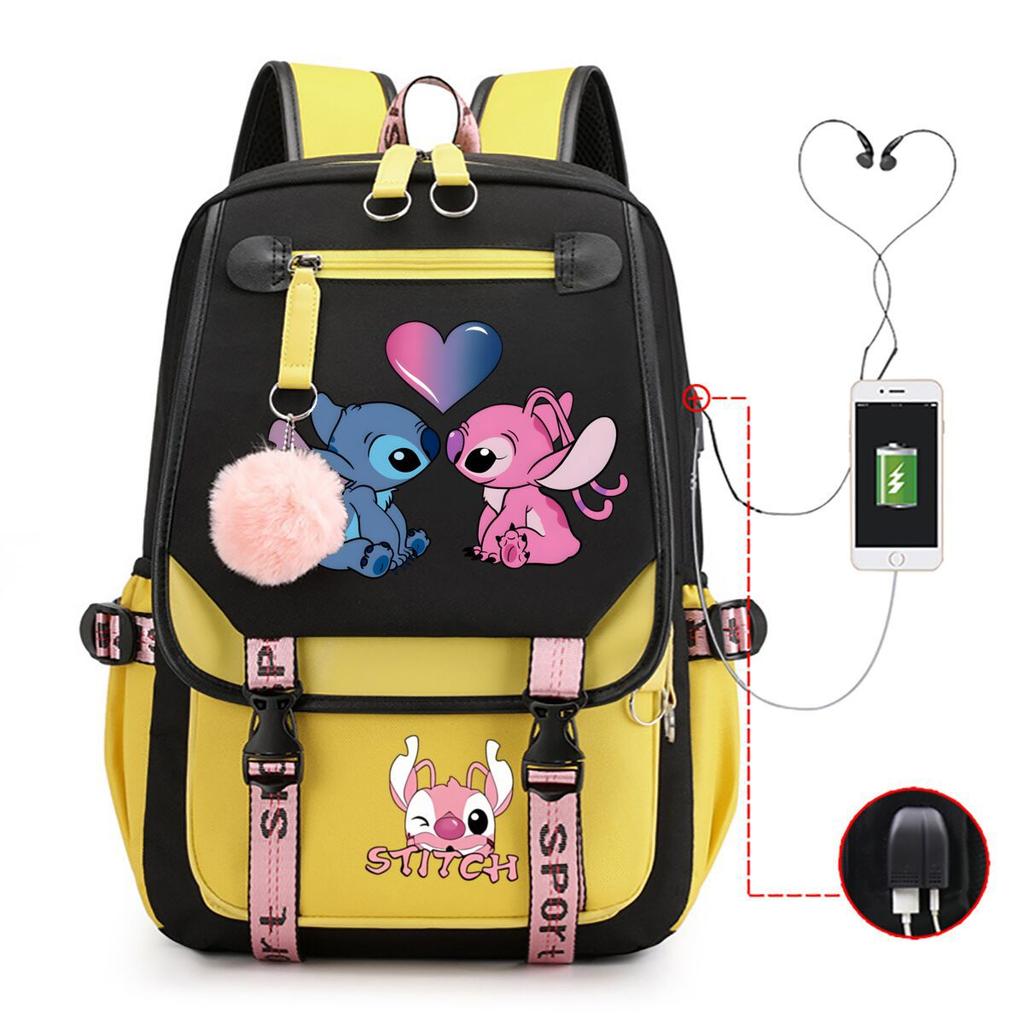 Children'S School Bag Contrasting Color Neutral Backpack Animation Printing Primary And Secondary School Students
