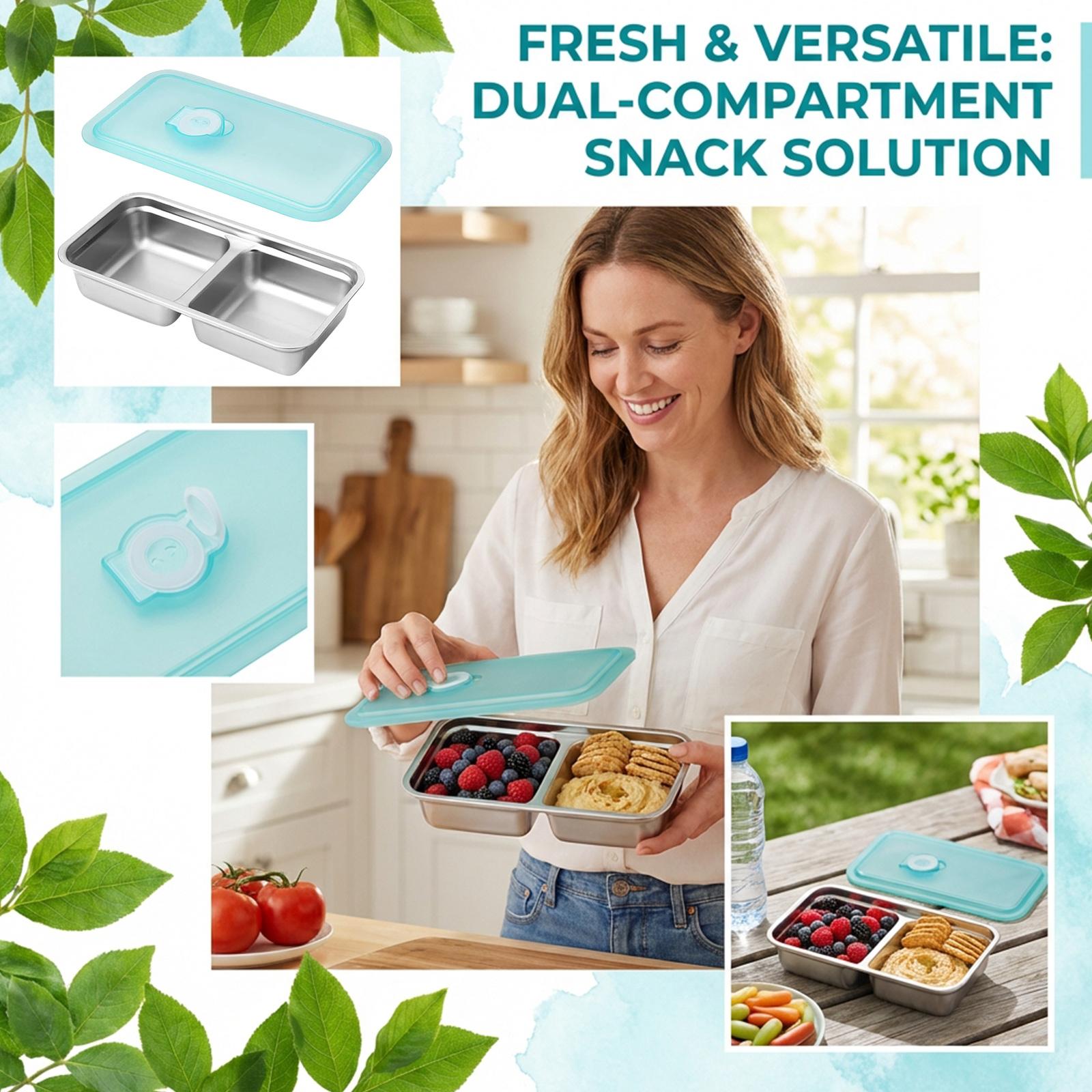 Stainless Steel Snack Containers With Lids - -Compartment Breathable Food Storage, Reusable Container Set For One Size белый