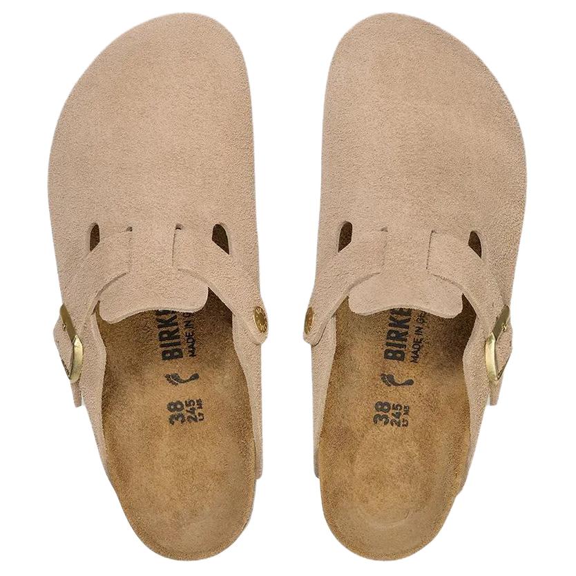 Birkenstock Boston Soft Footbed Suede Narrow Sandcastle Men Sandals Tan 1030883