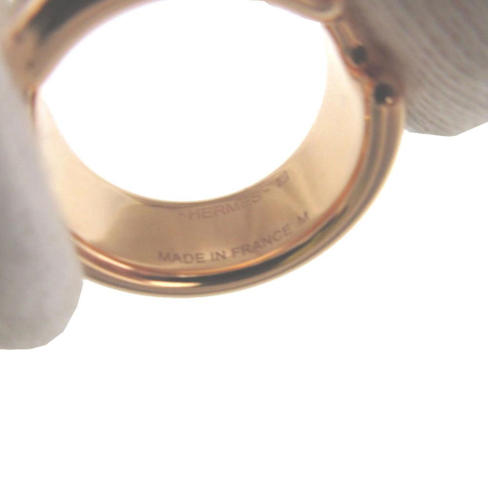 Used AUTHENTIC HERMES Oramp Ring Noir/Pink Gold Epsom/Metal