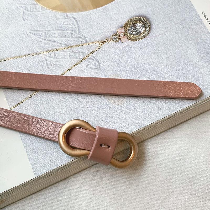

Minimalist Decorative Womens Waist Belt With Unique Round Gold Buckle Perfect For Any Dress Occasion Pink