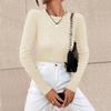 Damenmode Rundhals Enges T-Shirt Langarm Pullover Farbe Oberteil