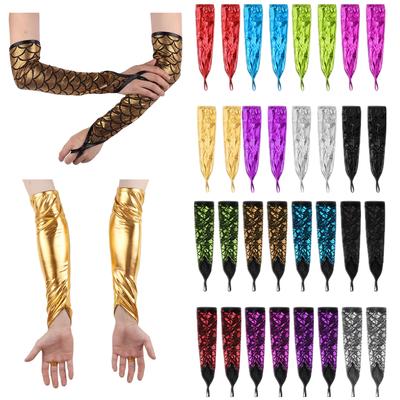 Women Shiny Fingerless Over Elbow Opera Long Gloves Costume Cosplay Dance Party Gloves