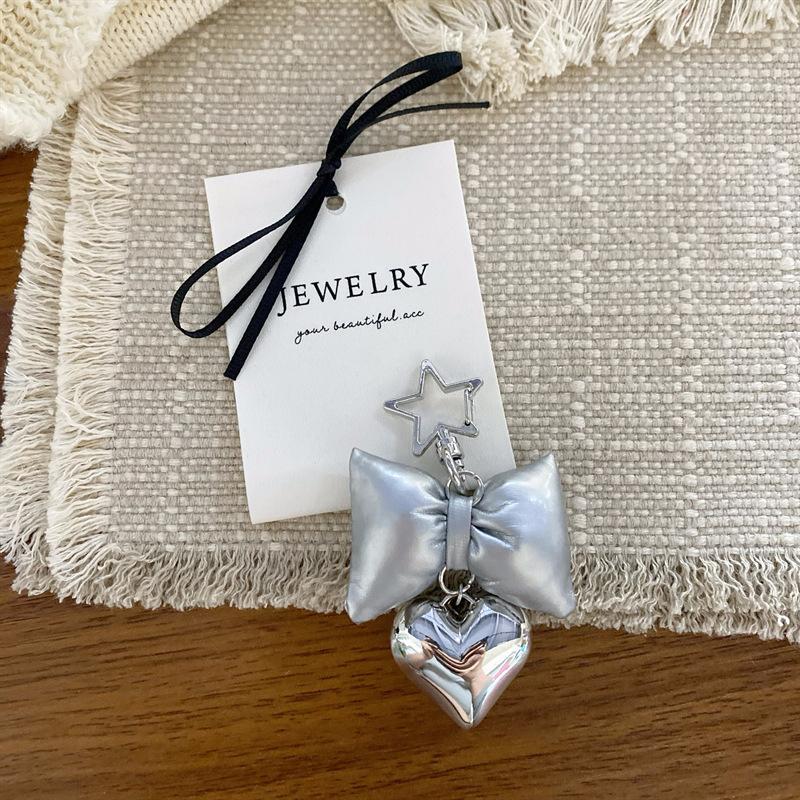 Stylish Versatile Heart Bow Phone Lanyard Wrist Strap Diy Handmade Bowknot Keychains Backpack Decoration Accessories Gifts