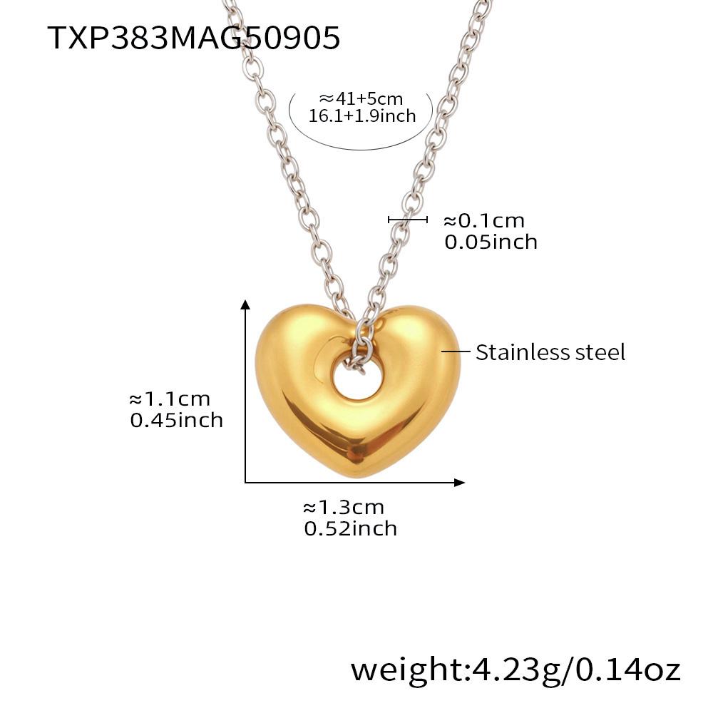 Heart Pendant Necklaces Hoop Earrings In Stainless Steel 18k Gold Plated Tiny Chain Necklace Charm Earring Jewelry Set For Women
