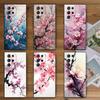 Cherry Blossom Sakura Fashion Soft Phone Case for Samsung Galaxy S26 S25 Edge S24 Ultra S23 Plus S22 S21 FE S20 Black Cover Back