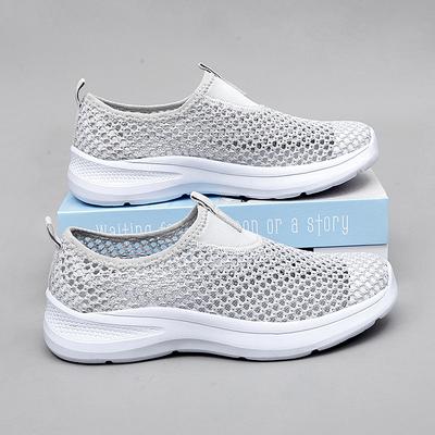 Neue Fly-Woven Damen Schuhe Sommer und Herbst atmungsaktive Mesh Sportschuhe Studentinnen Sport leicht und bequem Freizeitschuhe