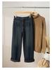 Thick and plush high waisted wide leg jeans for women in winter 2025, fashionable, loose and versatile, slimming and floor length pants