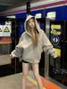 American Retro Korean-Style Women's Hooded Striped Cardigan - Autumn Loose Fit