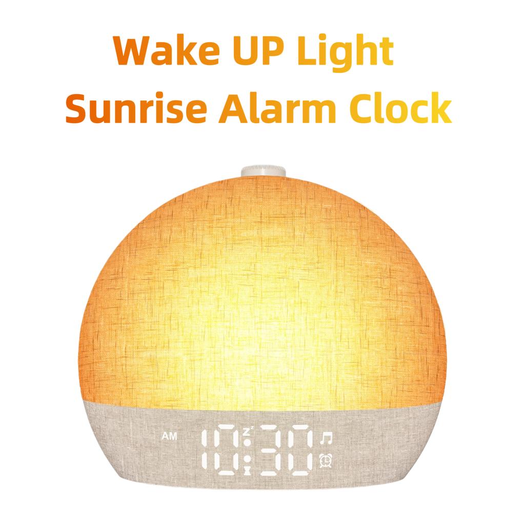 Wake Up Light Dimmable Night Light White Noise Sound Machine with 30 Soothing Sounds Sunrise Alarm Clock for Heavy Sleepers Gift