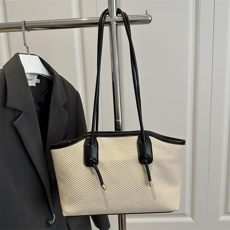 Korean version of casual shoulder bag women's 2025 new retro high-end tote bag trendy commuter large-capacity handbag