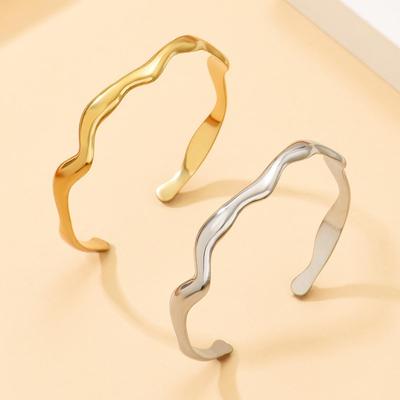 Baroque Wave Adjustable Stainless Steel Bracelets for Men & Women