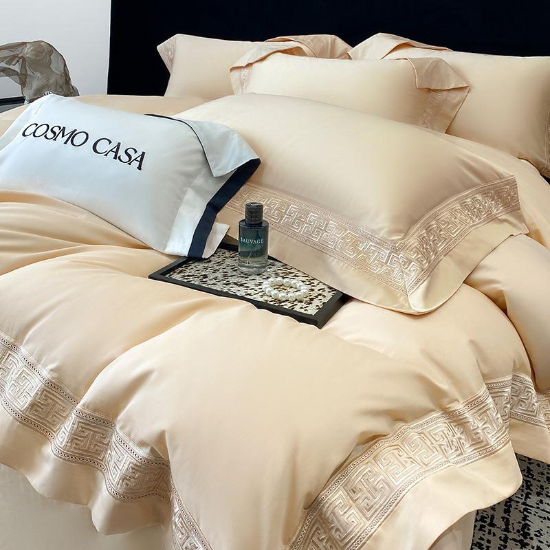 100% Cotton Long-Staple Flannel Embroidery 4-Piece Bedding Set - Mother & Baby Grade, All-Season