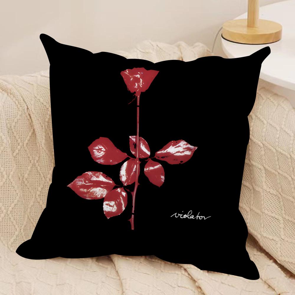 DDepecheMode LOGO Cushion Cover Silky Short Plush Invisible Zipper Dustproof Sofa Pillow Case for Home Decor