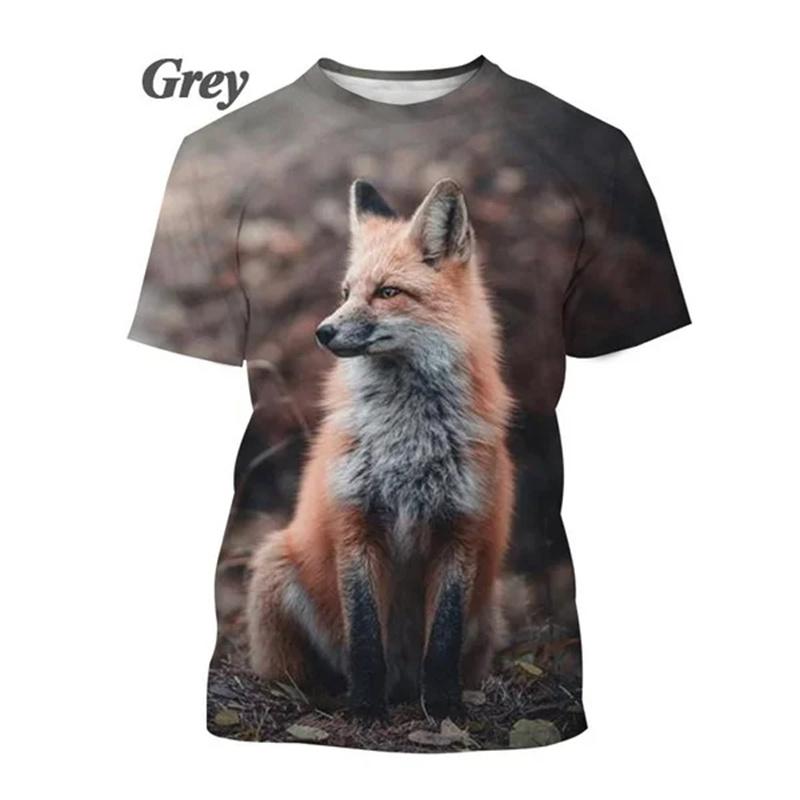 Cute Fox Pattern T-Shirt For Men Women Funny Animal 3D Printed Tees Summer Loose O-Neck Tops Short Sleeves T Shirts Streetwear
