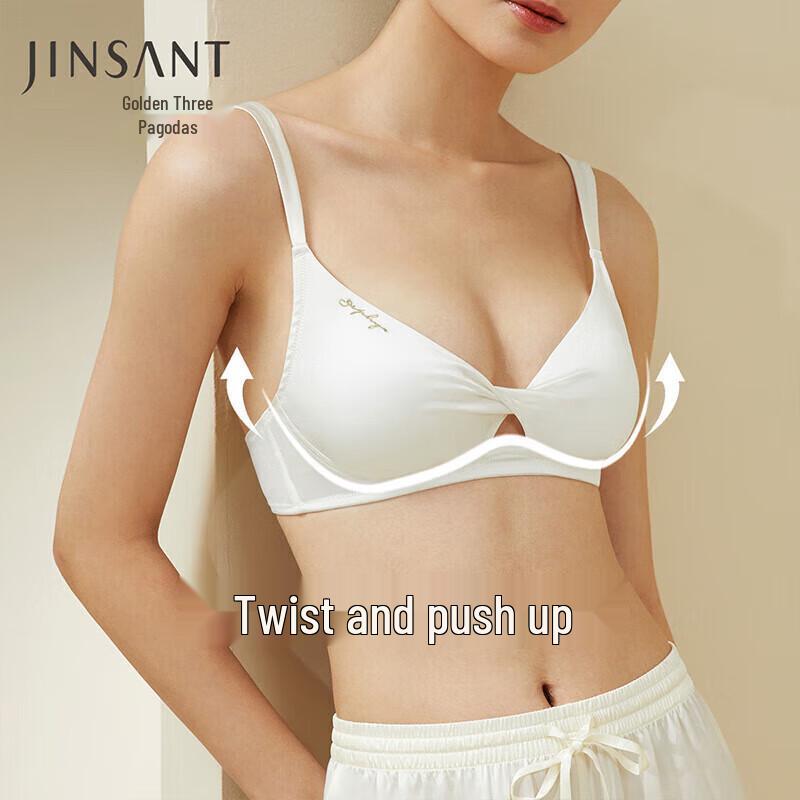 Jinsanta Women s Silk Satin Fashion Embroidered Wireless Bra NZFDA306 M