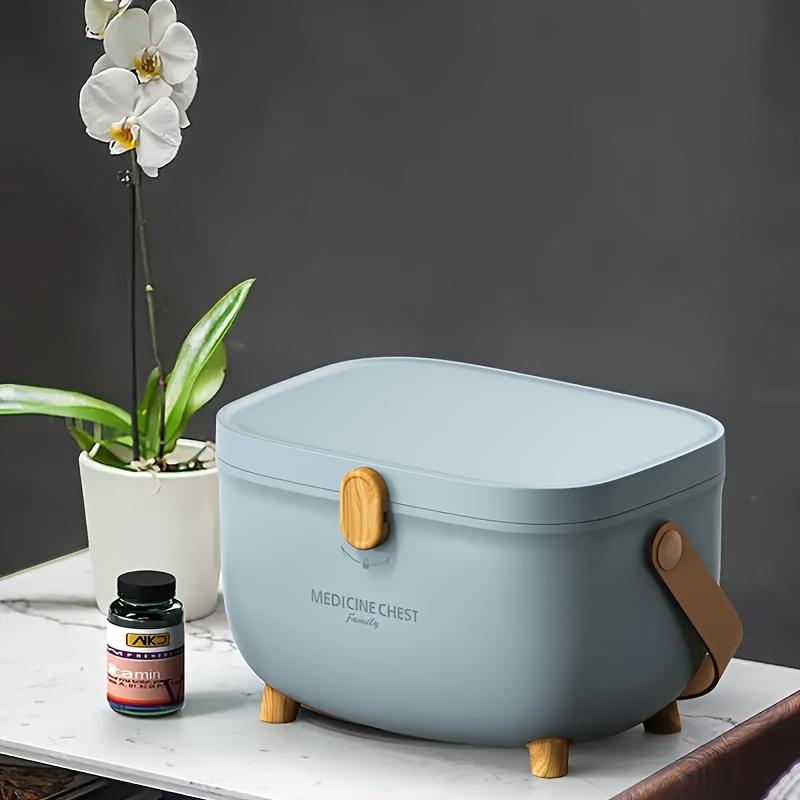 Scatola Organizer per Medicine a Grande Capacità con Multi Scomparti, Portatile con Manico per Casa, Viaggio, Case di Riposo, Design Retrò