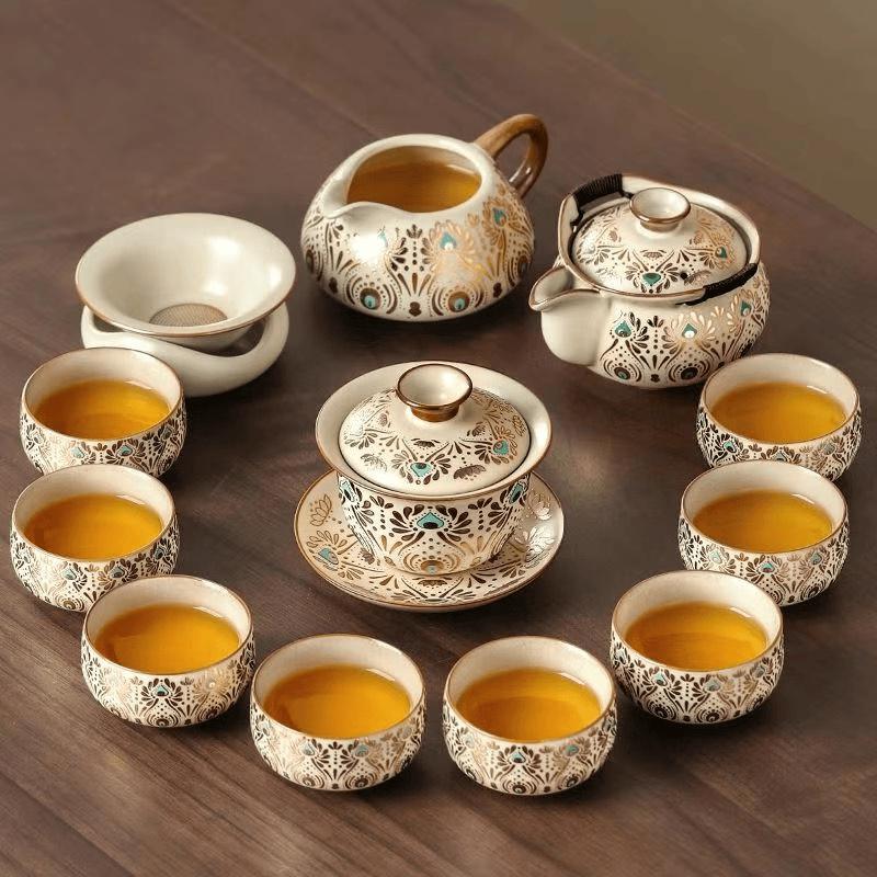Dunhuang Phoenix Feather Ru Kiln Kung Fu Tea Set