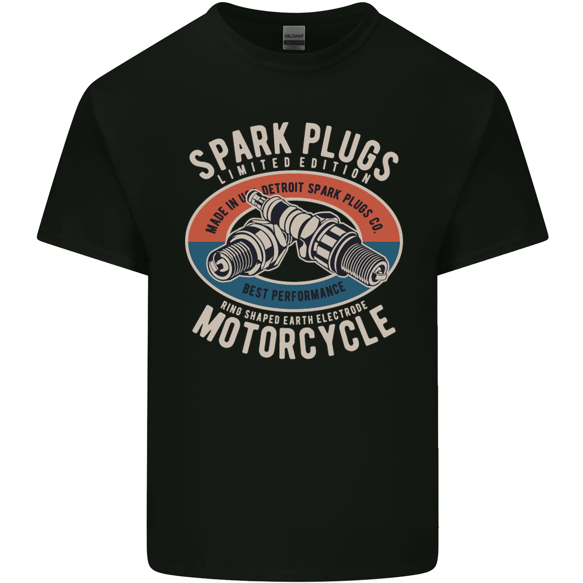 Spark Plugs Motorcycle Motorbike Biker Unisexs Light Cotton Tshirt S