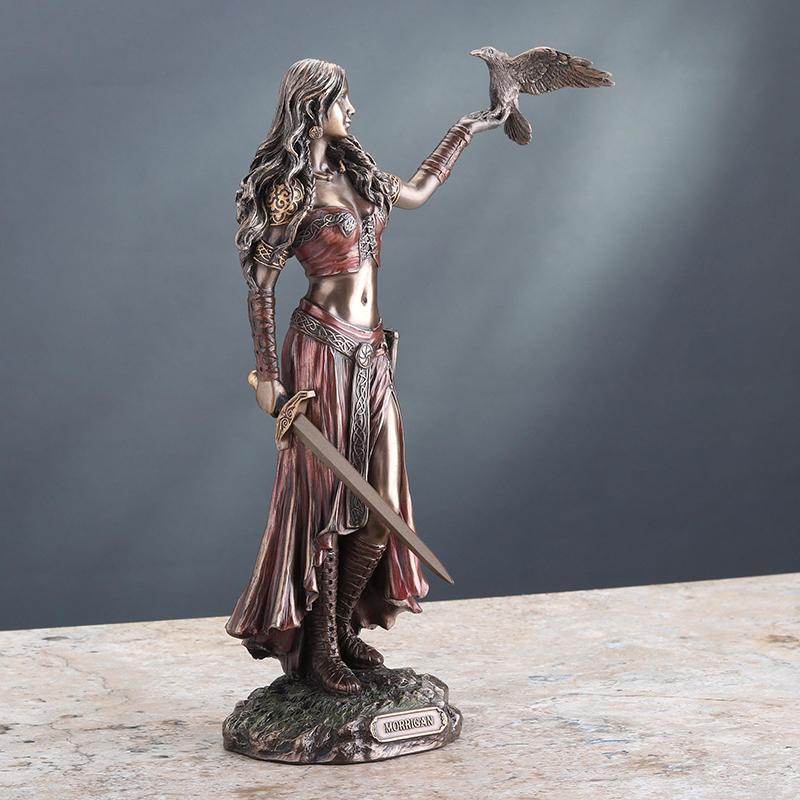 Morrigan Resin Statue Battle Goddess With Crow Mythological Decor Collector Edition For Meditation Room Or Study