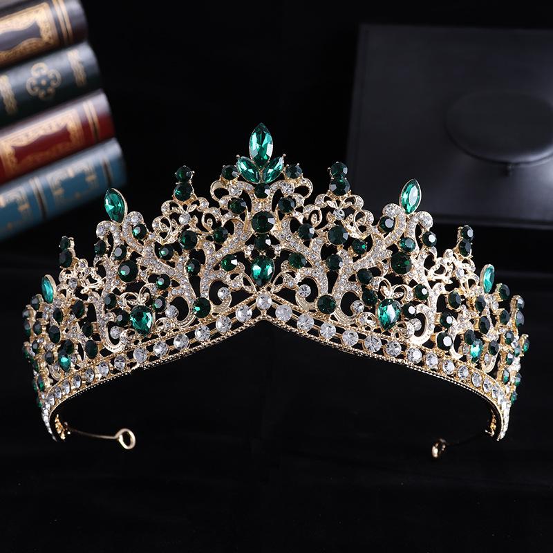 DIEZI Baroque Luxury Water Drop AB Pink Sky Blue Crystal Tiara Crown Women Party Jewelry Sets Bridal Crown Wedding Hair Jewelry