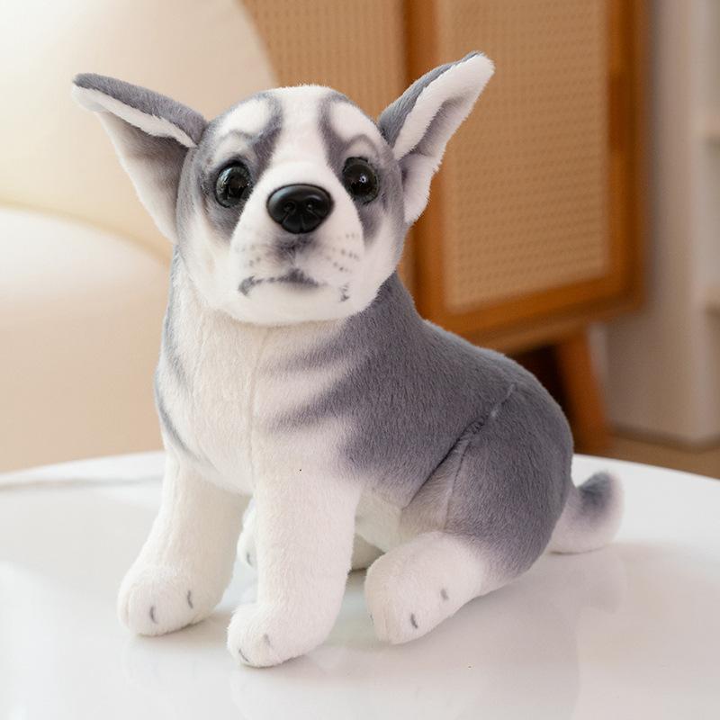Cute simulation puppy dog spotted dog doll plush toy husky doll home decoration children's rag doll