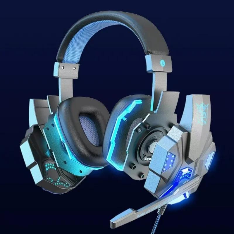 RGB Gaming Headset with Microphone Over-Ear Wired Headphones Drivers Lightweight for PC PS5 Xbox Switch