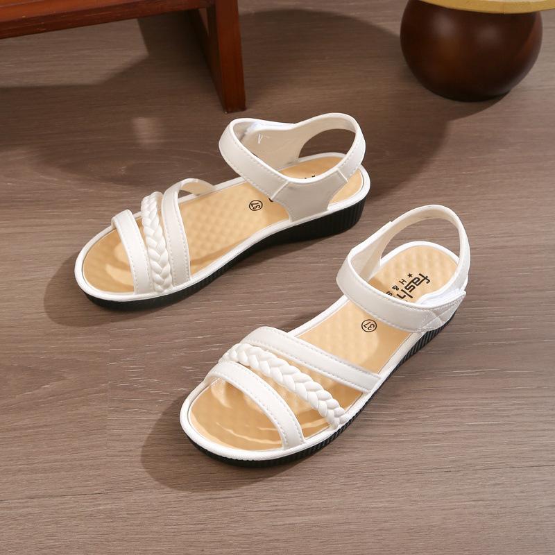 Sandals women's summer soft-soled non-slip wedge heel flat-soled beach shoes plastic middle heel mother women's sandals
