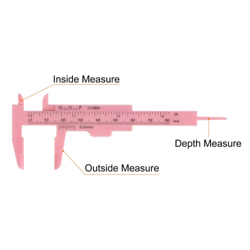 uxcell Mini Plastic Calipers, 80mm Vernier Calipers, Sliding Gauge, Portable Ruler Measuring Tool, Metric/Inch, Pink, 10 Pieces
