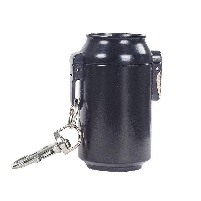 Stylish Metal Portable Ashtray & Cigarette Case with Pop-Top and Carabiner
