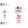 Kuromi Themed Birthday Party Decor Supplies Set With Flag Cake Spiral Balloon And Bright Colorful Toppers