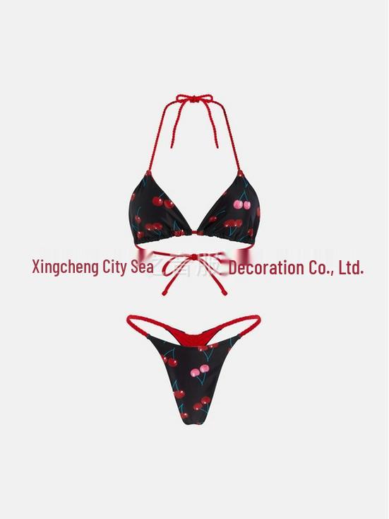 European & American New Braided Triangle Thong Bikini Set