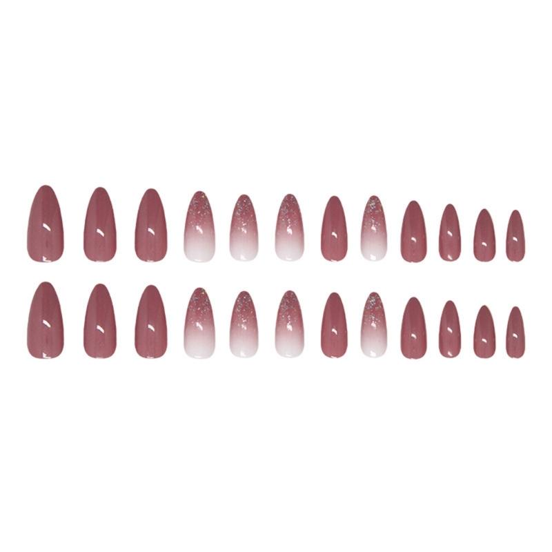 Mandel Aufklebe-Nägel Glänzend Falsche Nägel Aufklebe-Nägel in 12 Größen, 24 Stück Französische Nagelspitzen für DIY Nagelkunst Dekorationen