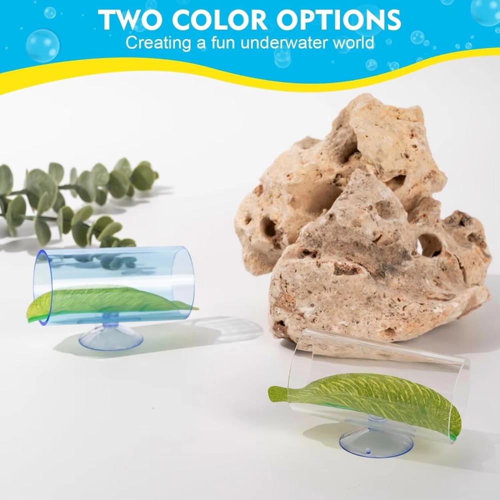 Hide Betta Fish Acrylic Tube With Leaves Pad Betta Tube Tunnels Gifts Betta Fish Tank Decorations