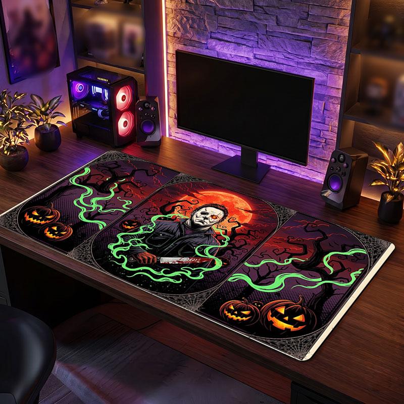 Big Mouse PadHalloween Michael Myers Extended Soft Desk Mat Gaming Office Computer Table Decor Mat